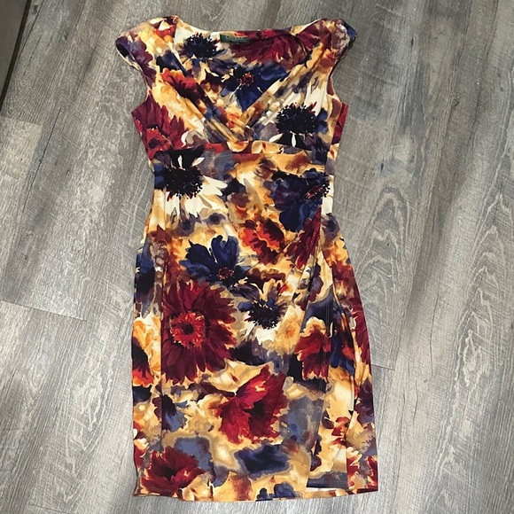 Ralph Lauren Vibrant Floral Midi Dress - Picture 1 of 6
